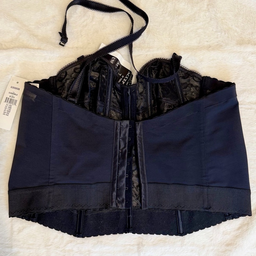 NWT Goddess Black Lace Strapless Bustier Bra #GD0689 with Optional Straps Sz 44C - Picture 6 of 12